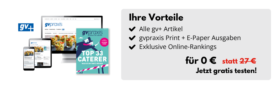 Desktop-Bildschirm, Tablet und Smartphone mit der Website gvpraxis.de sowie eine gvpraxis Print-Ausgabe, daneben eine Infobox: Ihre Vorteile: Alle gv+ Artikel, gvpraxis Print + E-Paper-Ausgaben, Exklusive Online-Rankings für 0 € statt 27 € - Jetzt gratis testen!