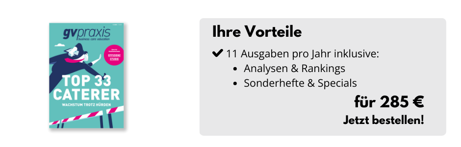 gvpraxis Print-Ausgabe, daneben eine Infobox: 11 Ausgaben pro Jahr inklusive Analysen & Rankings, Sonderhefte & Specials für 285 € - Jetzt bestellen!